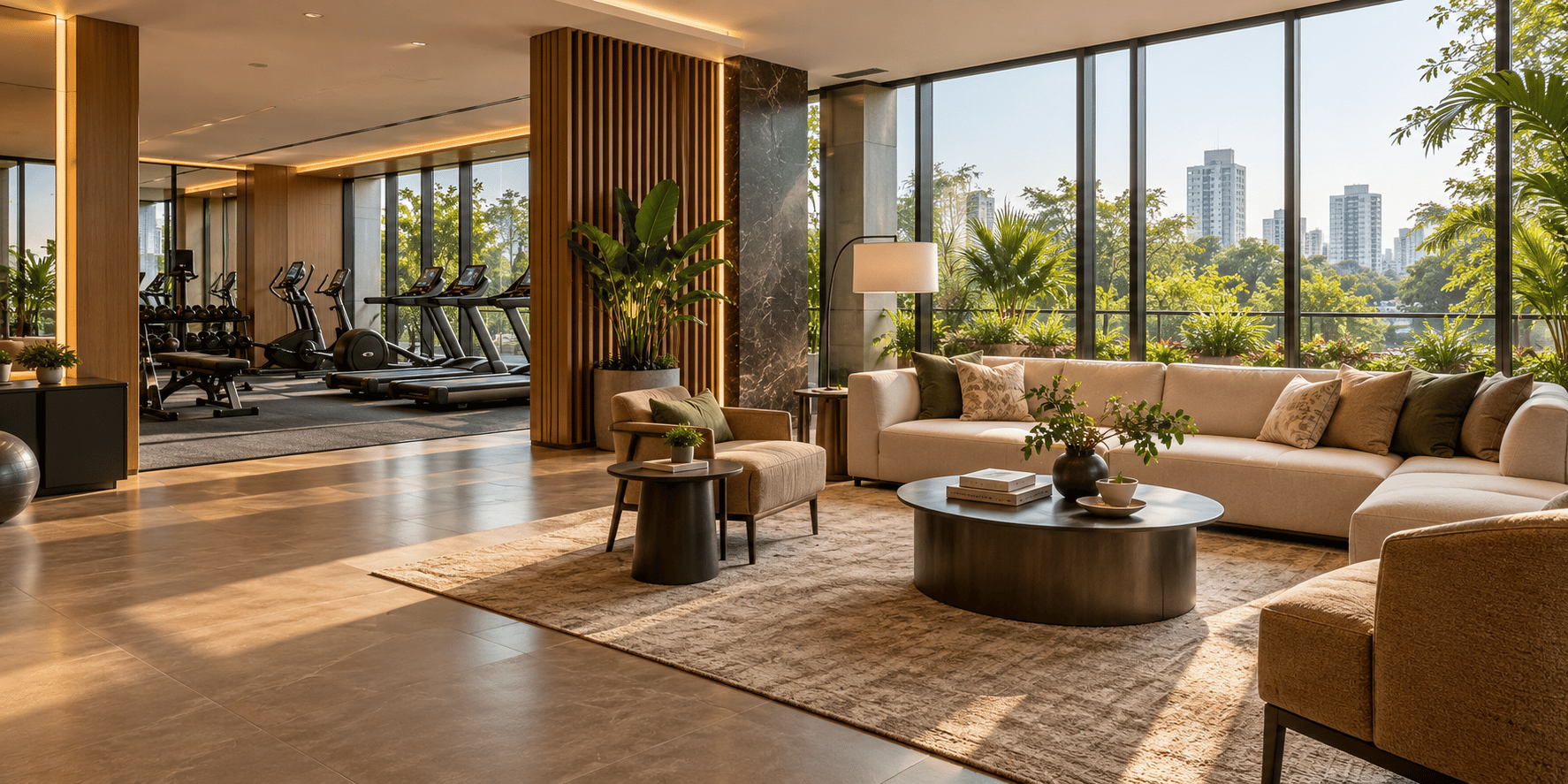 Generic residential amenity lounge and fitness area