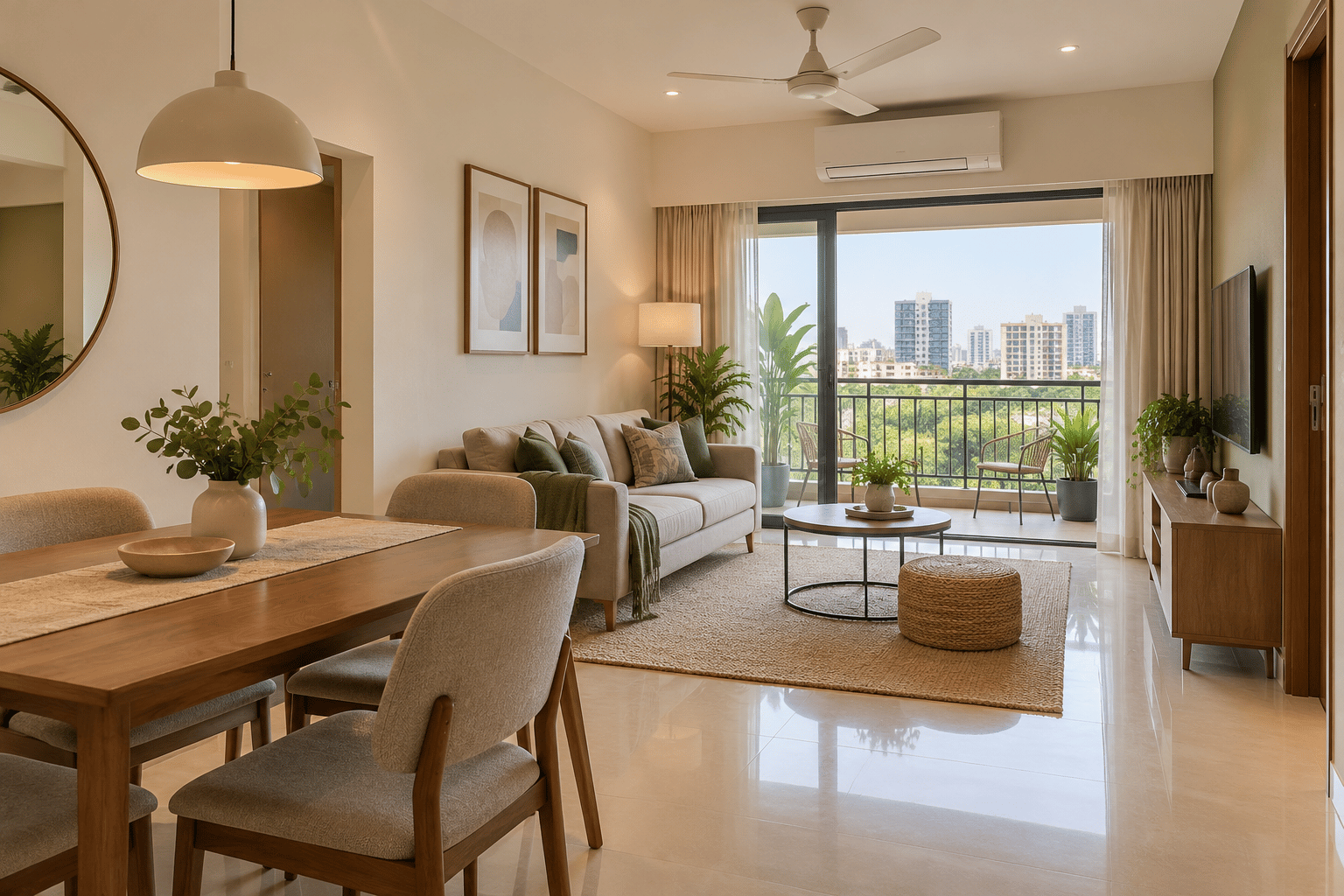 Generic modern apartment living and dining room